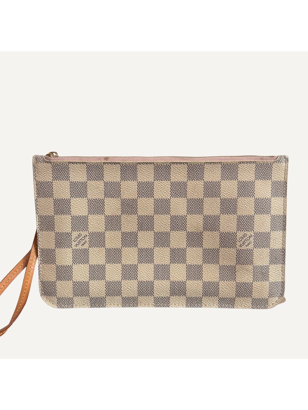 Louis Vuitton Pochette Damier Azur Pink Wristlet Clutch Bag Damier Pink